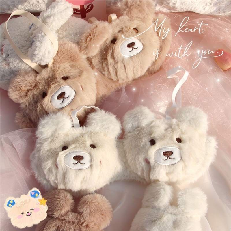 Cute Plush Wireless Push-Up Bra Set