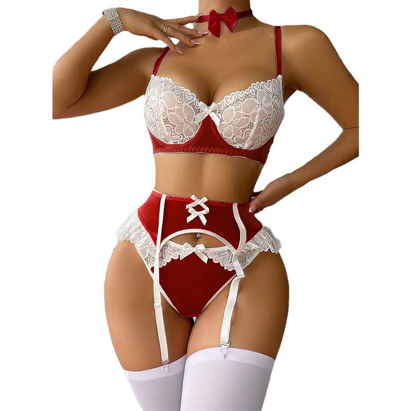 Lace Bra and Stockings Set