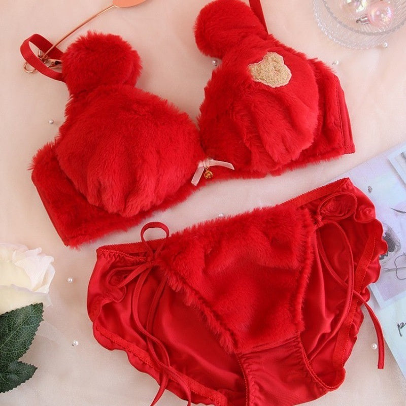 Plush Bear Push-Up Bra and Panty Set