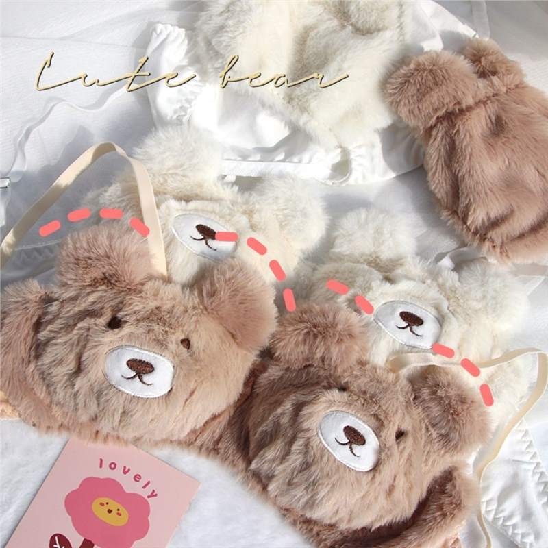 Cute Plush Wireless Push-Up Bra Set