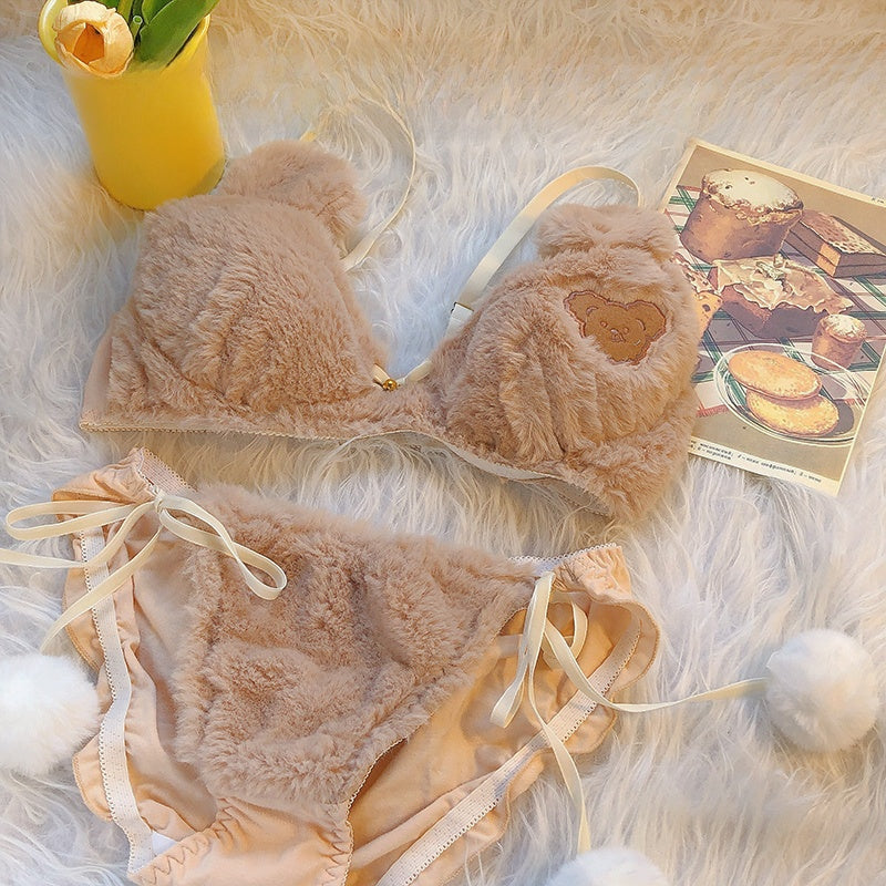 Plush Bear Push-Up Bra and Panty Set
