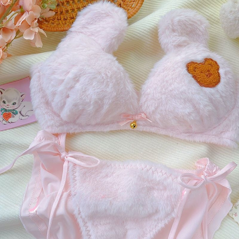 Plush Bear Push-Up Bra and Panty Set